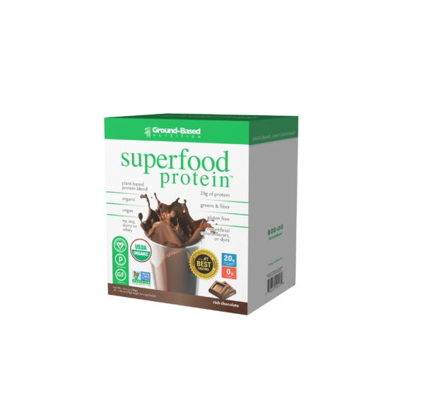 ground based nutrition superfood protein chocolate carton