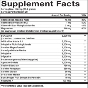 maxq nutrition PRE WORKOUT supplement facts