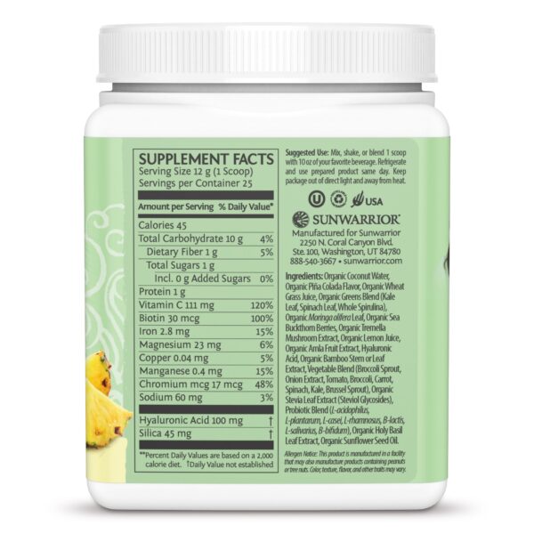 Sunwarrior Pina Colada Beauty Greens Collagen - Image 2